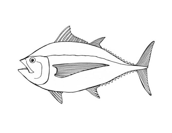 Tuniak pod vodou omaľovánky na vytlačenie