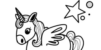 rainbow and unicorn coloring book to print