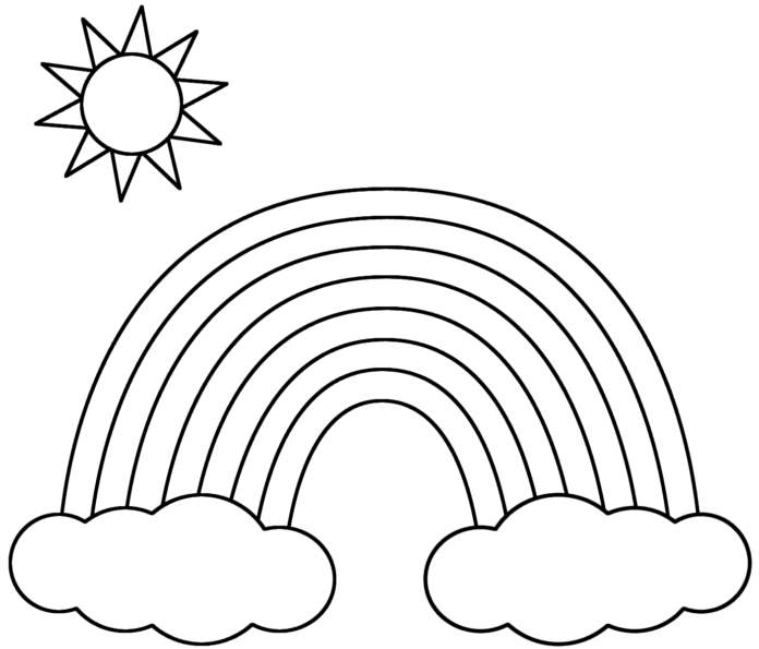 rainbow and sun coloring book to print