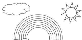 livre de coloriage "arc-en-ciel avec un nuage" à imprimer