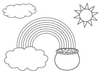 rainbow with cloud coloring book to print