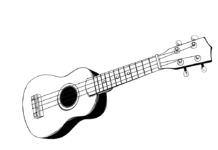 folha de coloração de instrumentos de ukulele para impressão