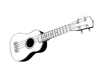 foglio da colorare strumento ukulele per la stampa