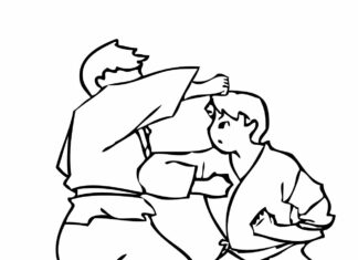 judo harc nyomtatható színező könyv