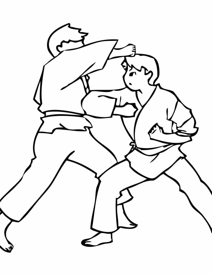 judo harc nyomtatható színező könyv