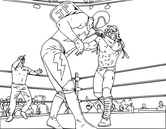 wrestling fight coloring book to print