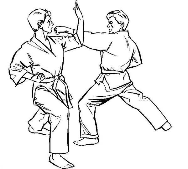 karate bojuje omalovánky k vytisknutí