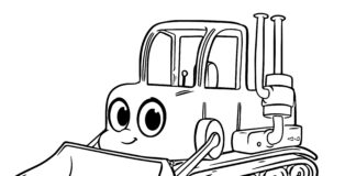 fun bulldozer coloring book to print