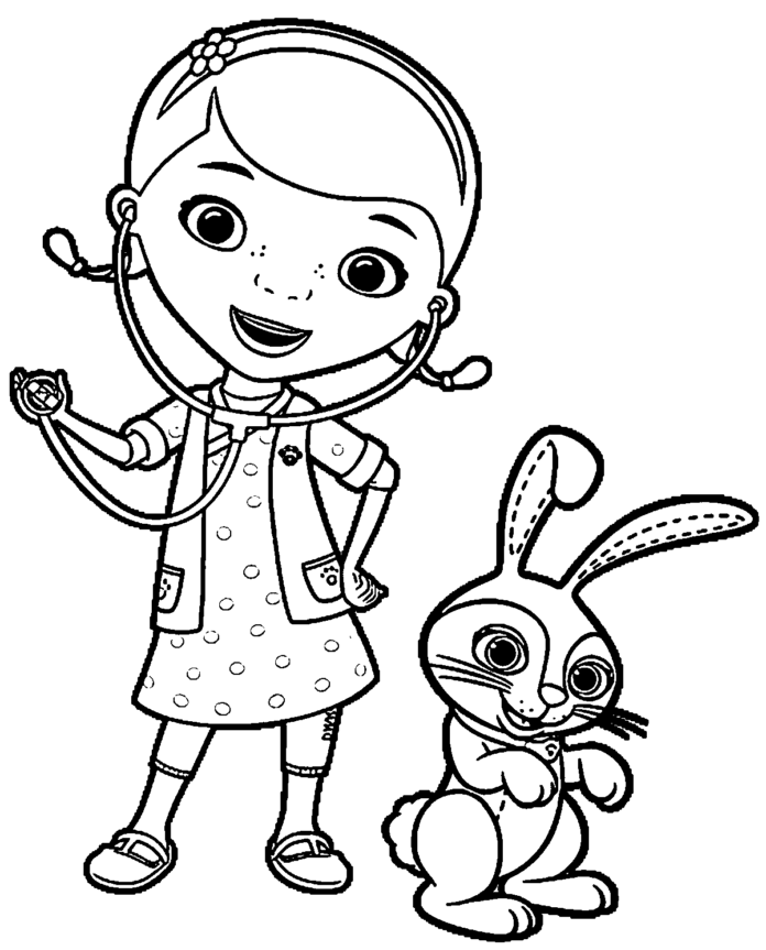 veterinář a králík omalovánky k vytisknutí