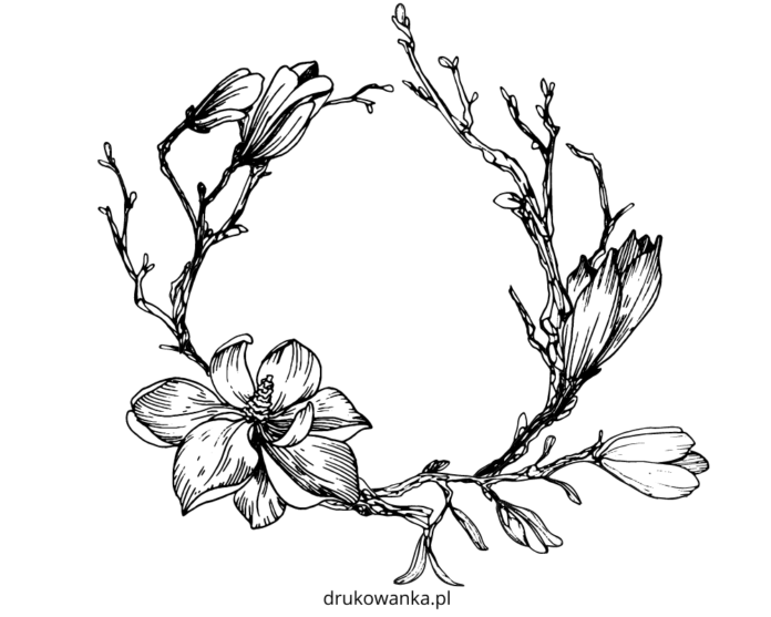 magnolie girlanda omalovánky k vytisknutí