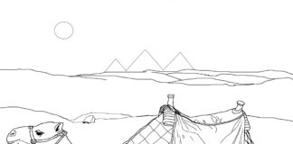 camel in the desert coloring book to print