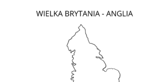 Velká Británie - mapa Anglie omalovánky k vytisknutí