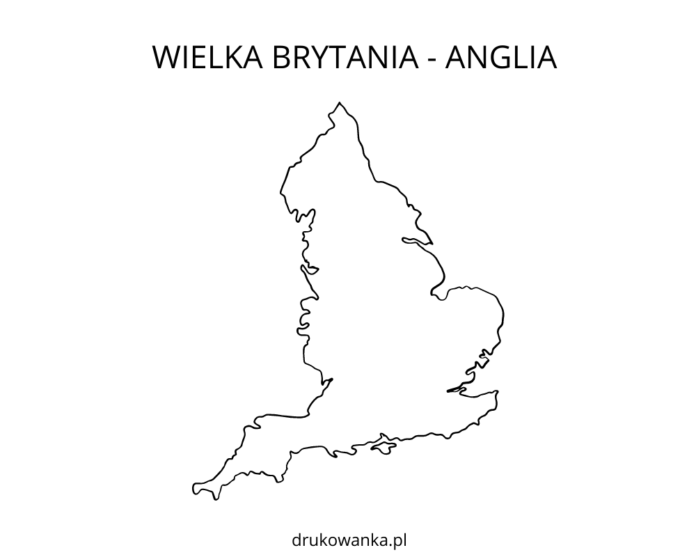 Velká Británie - mapa Anglie omalovánky k vytisknutí