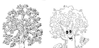 spring trees coloring book to print