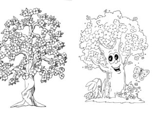 libro para colorear de árboles de primavera para imprimir