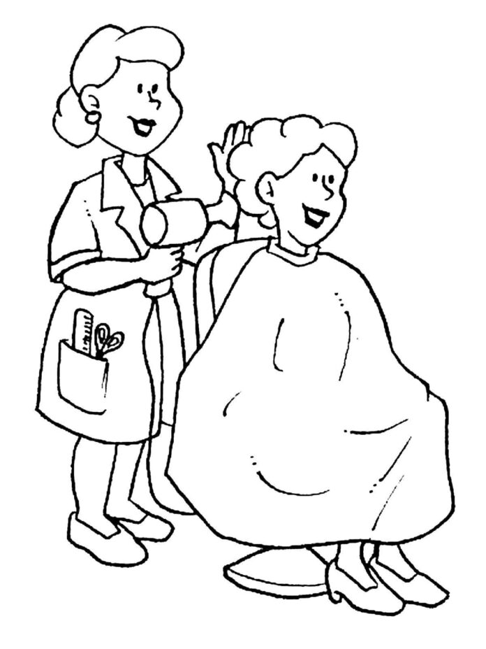 visit to the hair salon coloring book printable