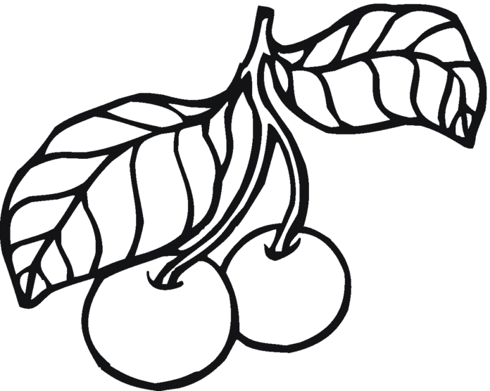 Körsbär med blad som kan skrivas ut