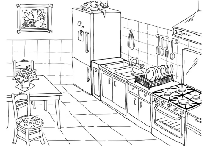 home interior coloring book to print