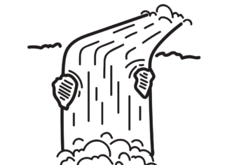 Wasserfall für Kinder Malbuch zum Ausdrucken
