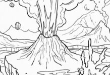 volcano coloring book to print