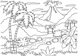 volcano eruption coloring book to print