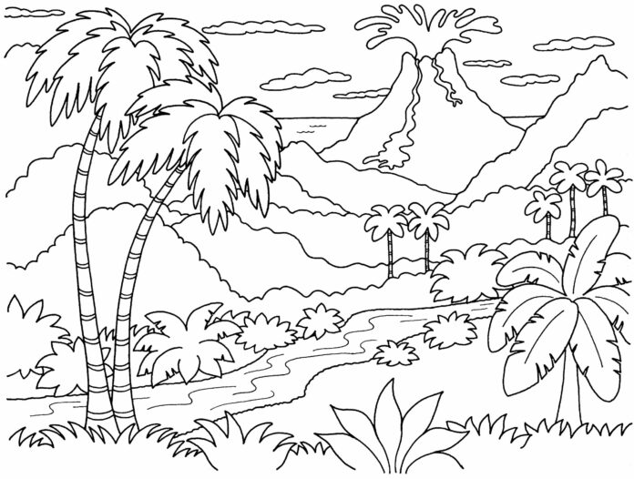 volcano eruption coloring book to print