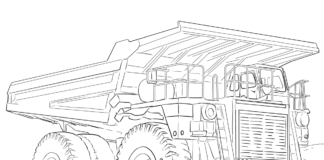 tipper truck for kids coloring book to print