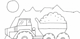 construction site dumper truck coloring book to print