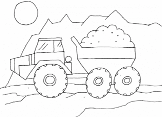 construction site dumper truck coloring book to print