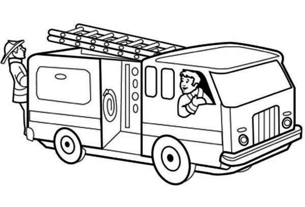 fire truck for kids coloring book to print