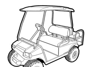 libro da colorare di golf cart da stampare