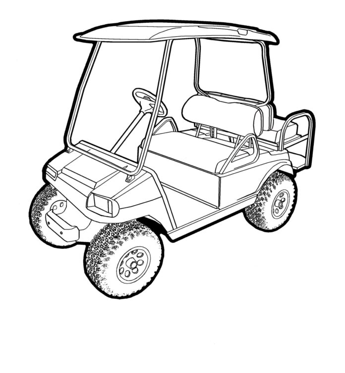 golfový vozík k vytisknutí omalovánky