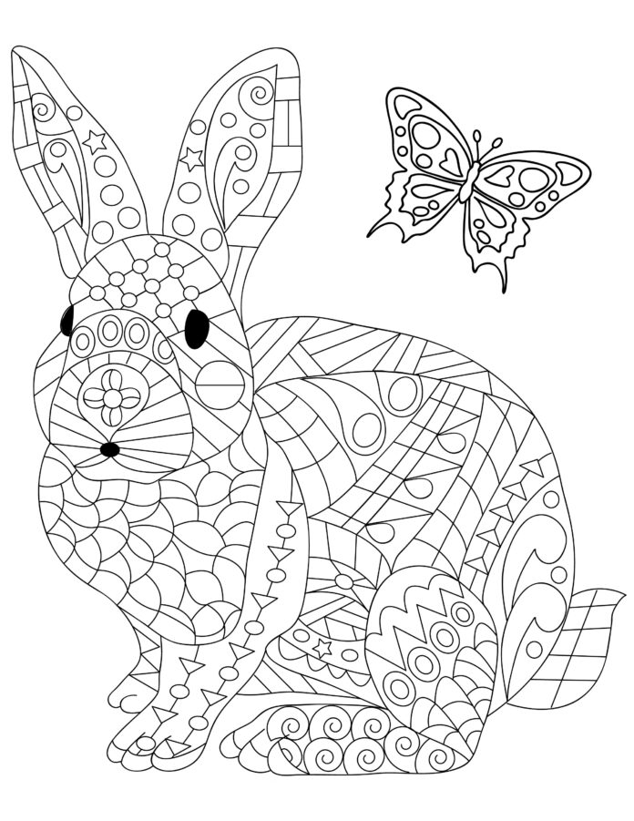 printable mosaic bunny coloring book