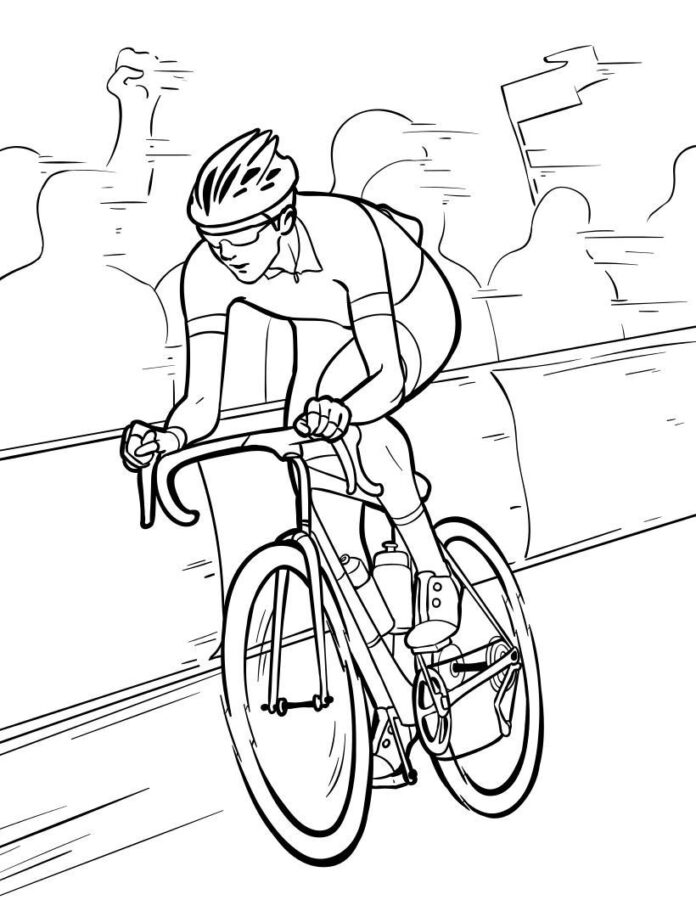 Tour de France cycling competition coloring book to print