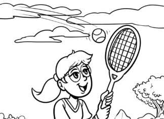 Tennis-Wettkampf-Malbuch zum Ausdrucken