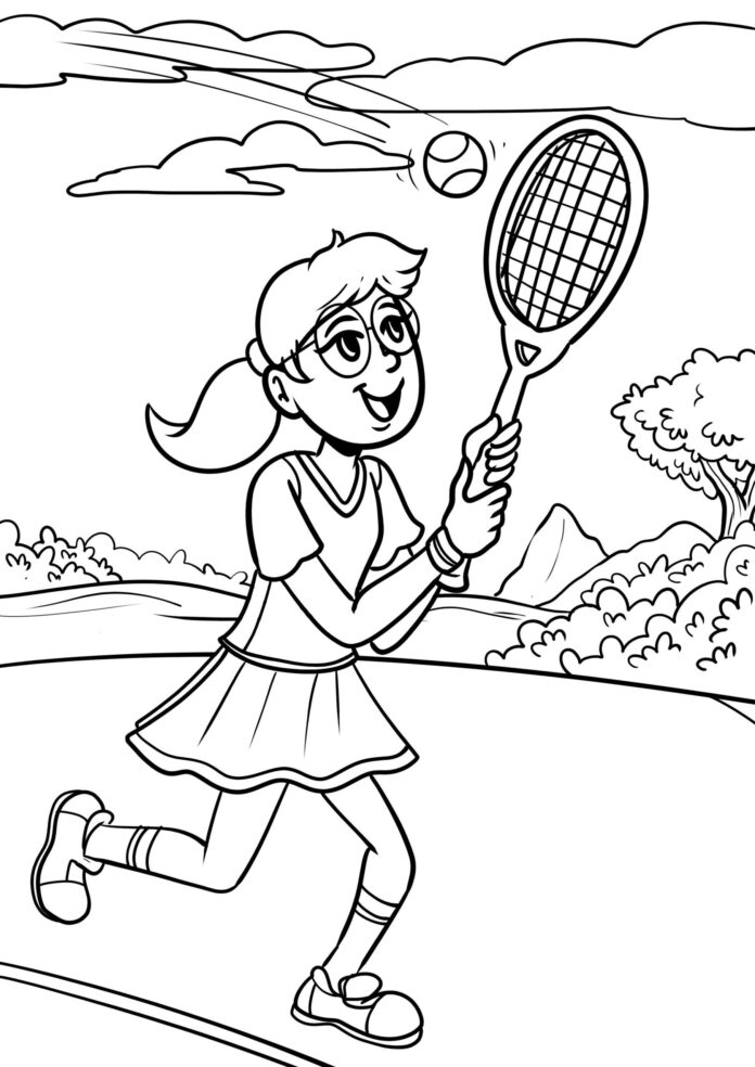 livro para colorir para impressão na competição de tênis