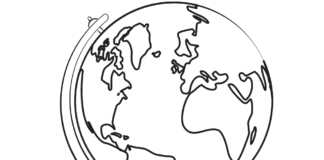 earth globe coloring book printable