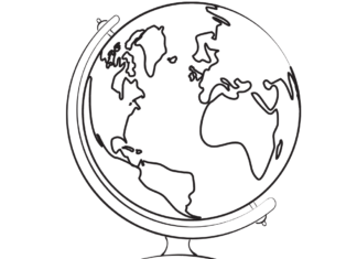 earth globe coloring book printable