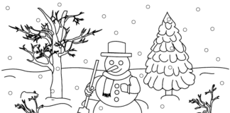 winter landscape coloring book to print