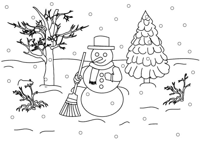 winter landscape coloring book to print