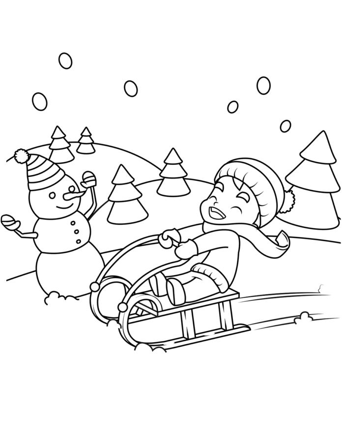 winter sled coloring book to print