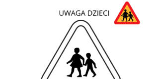 znak uwaga dzieci kolorowanka do drukowania