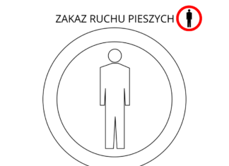 znak zakaz ruchu pieszych kolorowanka do drukowania