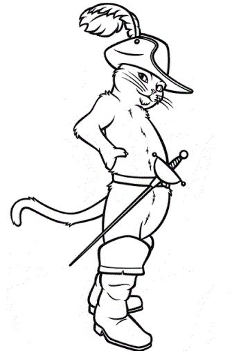 Bild av katt i stövlar med hatt att skriva ut