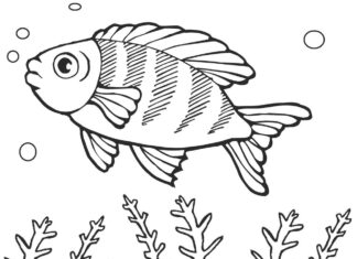 Zlatá rybka pre šťastie omaľovánky na vytlačenie