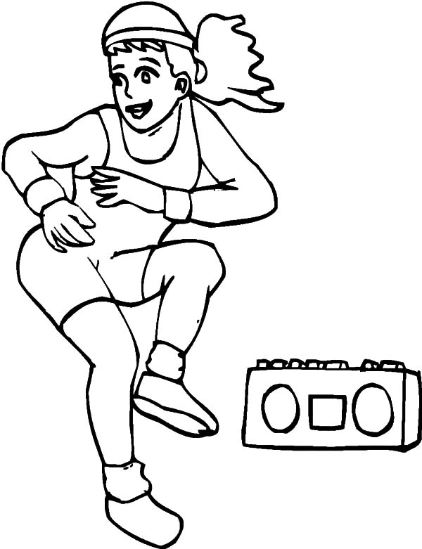 exercise aerobics coloring book to print