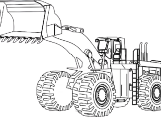 loader on construction site coloring book to print