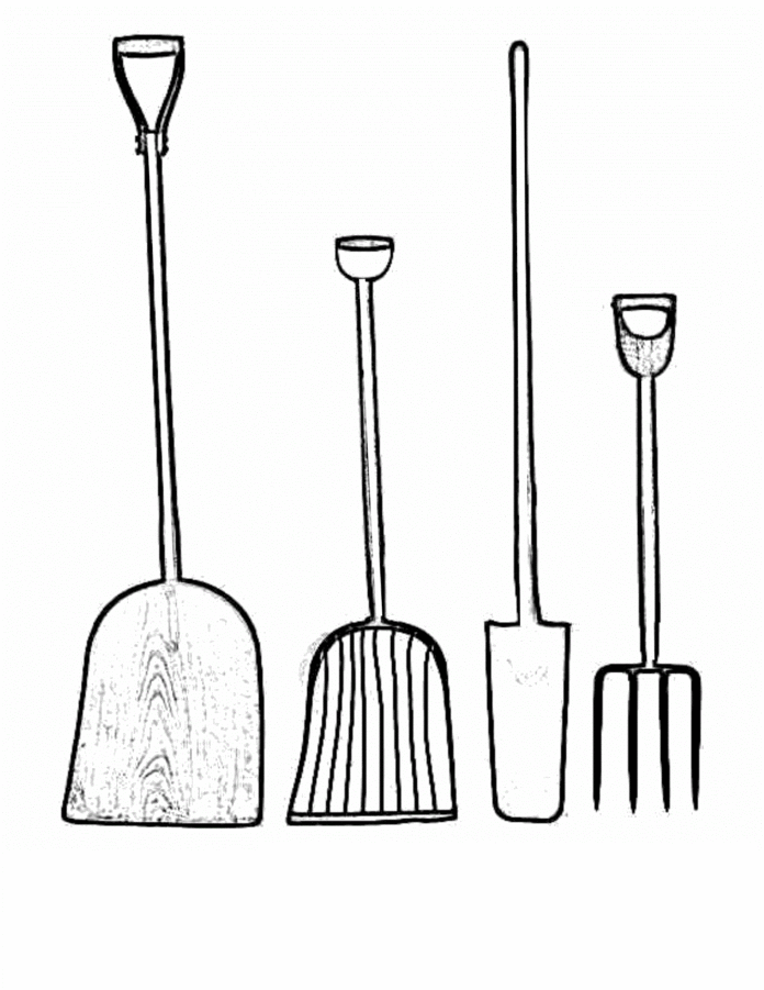 shovels and pitchforks coloring book to print