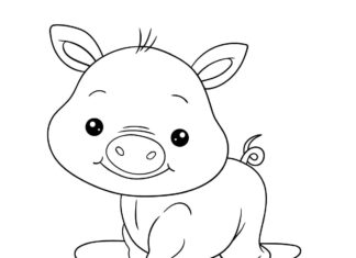 Livro de colorir Sweet Piggy para imprimir
