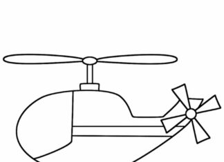 Vrtuľník pre deti na vyfarbovanie na vytlačenie